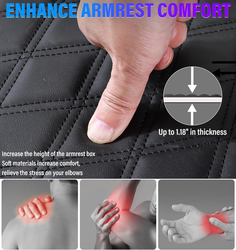 Sinvanho Thickened Center Console Armrest Cover with Hidden Pockets for 2015-2025 F150 Accessories, 2017-2025 F250 F350 F450, PU Leather Middle Console Protective Cover (Jump Seat Console Only) - Image 4